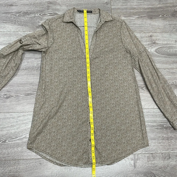 Zara Basic Cheetah Print V-Neck Button Down Tunic Blouse M - Picture 12 of 16